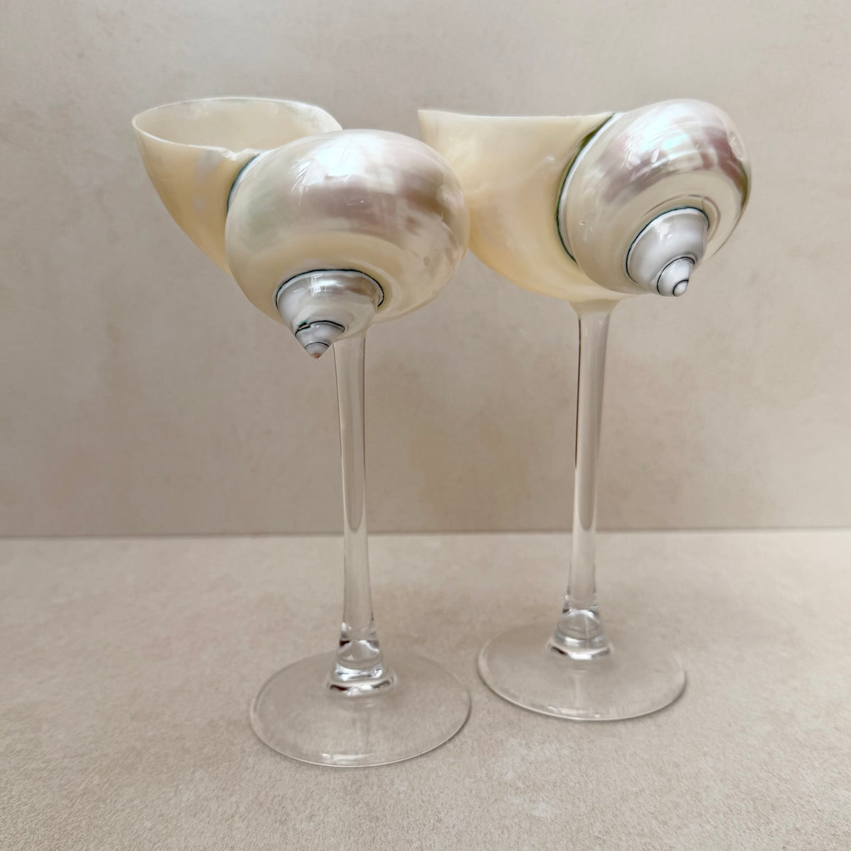 Soy Wax Scented Candle in Sea Shell Glass with two handcrafted seashell glasses