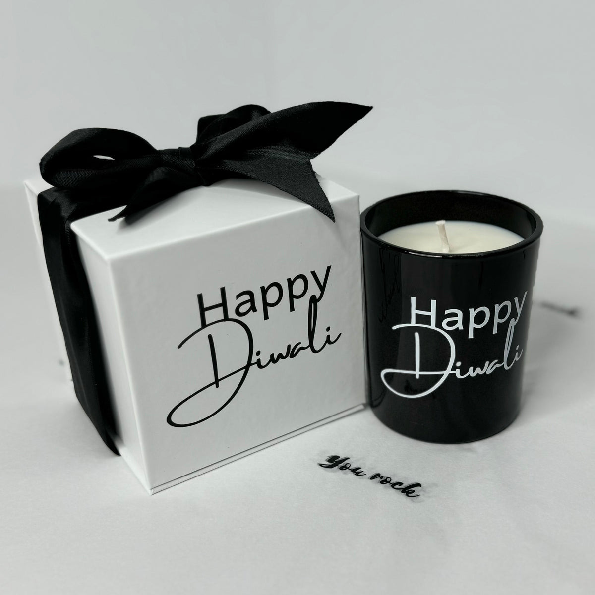 "Happy Diwali" in beautiful candle gift box alternate view