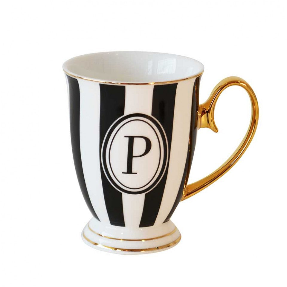 Black & White Luxury Mug With Initial