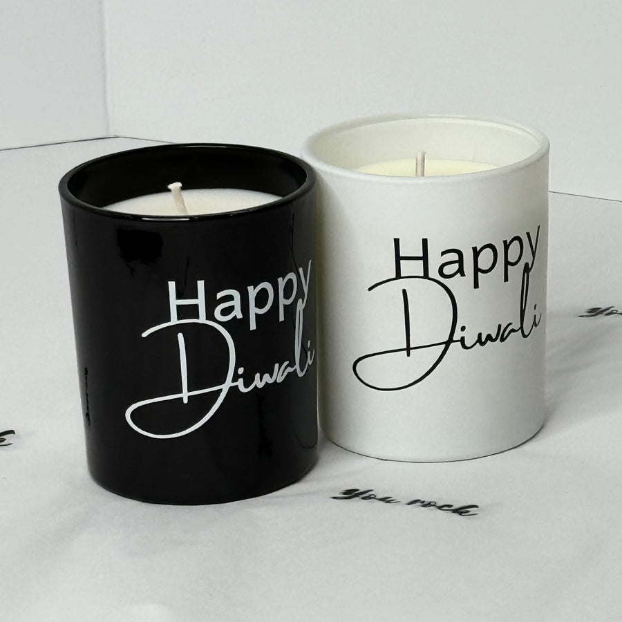 "Happy Diwali" in beautiful candle gift box