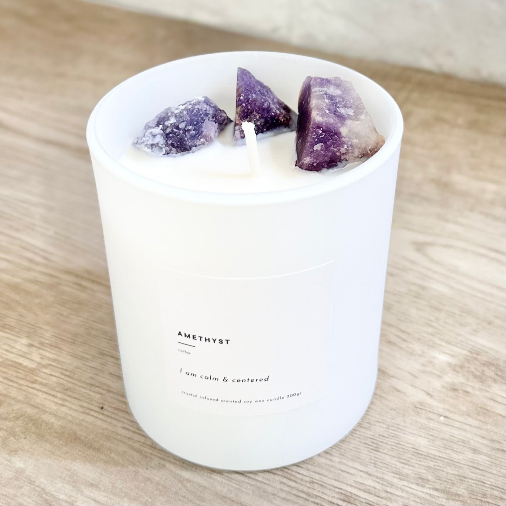 Personalized Crystal Candle - Amethyst - Coffee
