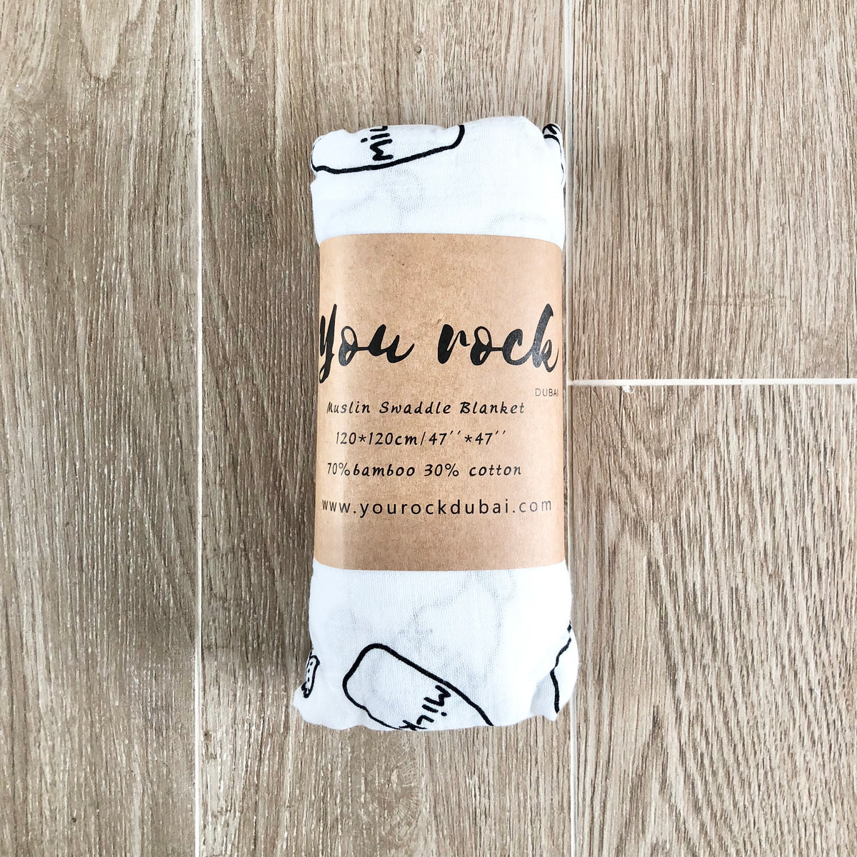 Milk-print swaddle included with this gift box